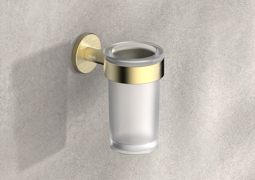 Стакан для зубных щеток с держателем Abber Pol 316 AA1960BG (светлое золото брашированное)