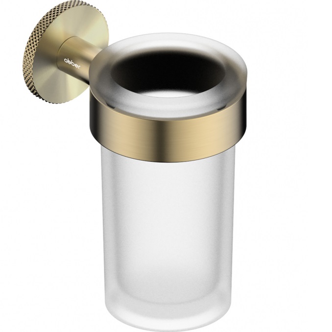Стакан для зубных щеток с держателем Abber Pol 316 AA1960BG (светлое золото брашированное)