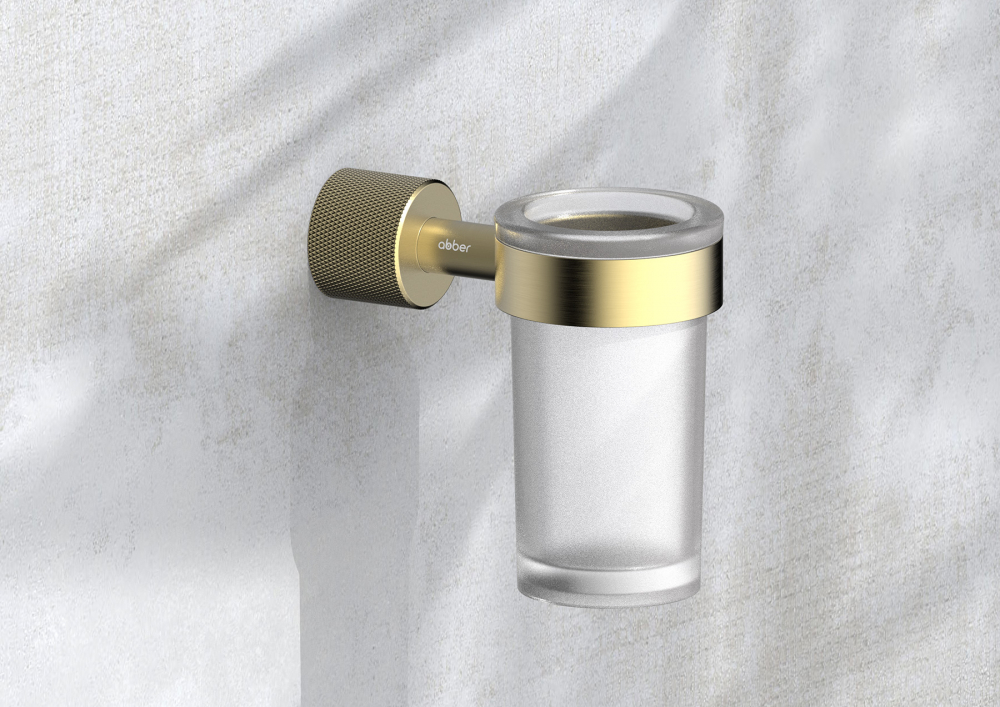 Стакан для зубных щеток с держателем Abber Pol 316 AA1961BG (светлое золото брашированное)