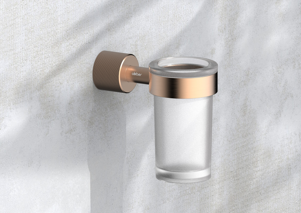 Стакан для зубных щеток с держателем Abber Pol 316 AA1961BRG (розовое золото брашированное)