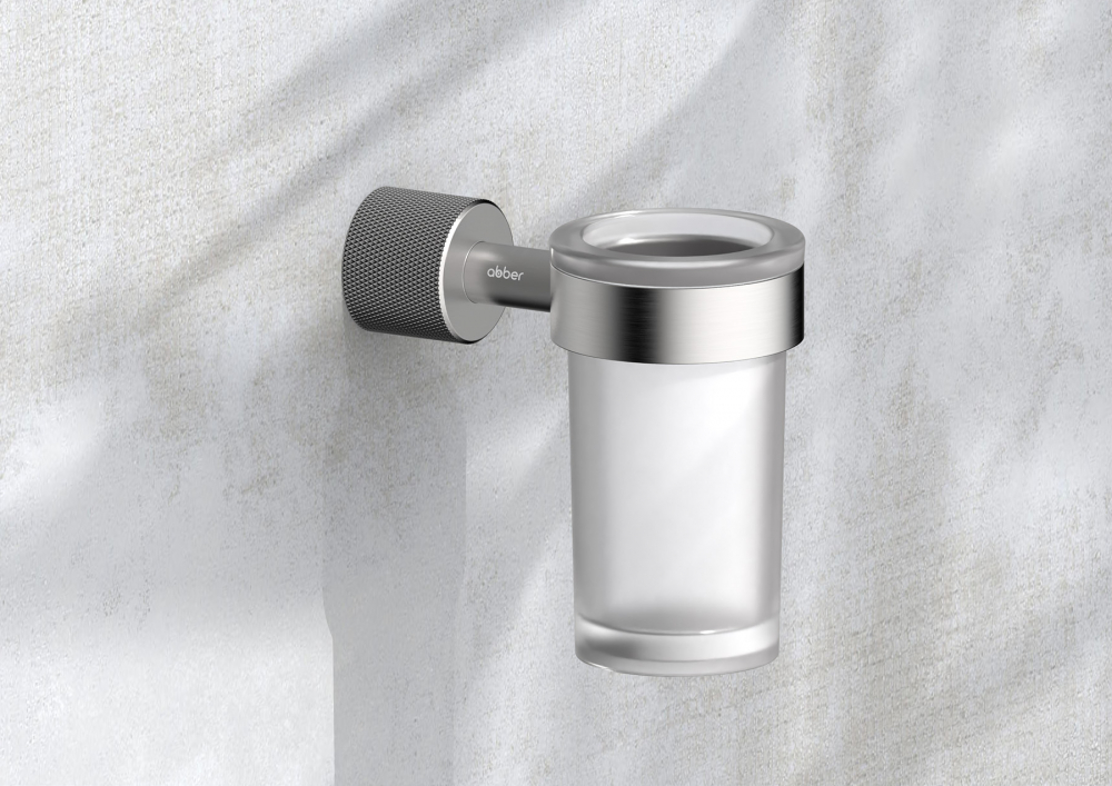 Стакан для зубных щеток с держателем Abber Pol 316 AA1961BST (сталь брашированная)