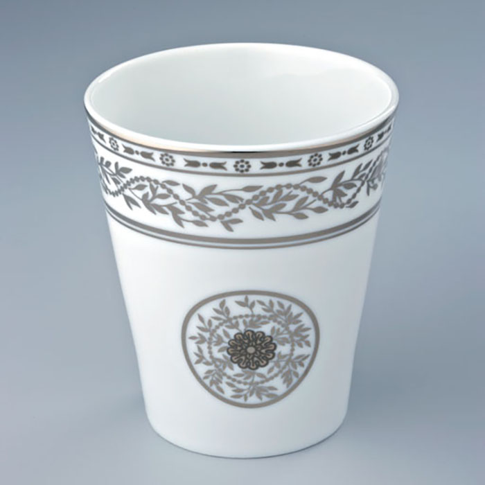 Стакан фарфоровый настольный THG Marquise platinum decor A7G-A02-4608 (белый, платина)