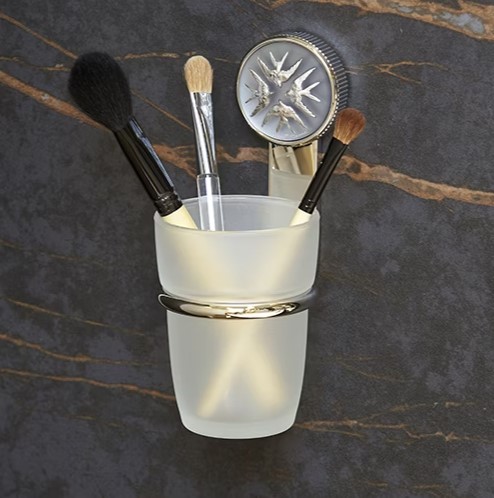 Стакан стеклянный подвесной THG Hirondelles Platinum Stamped A4K-B01-536 (хром, платина)