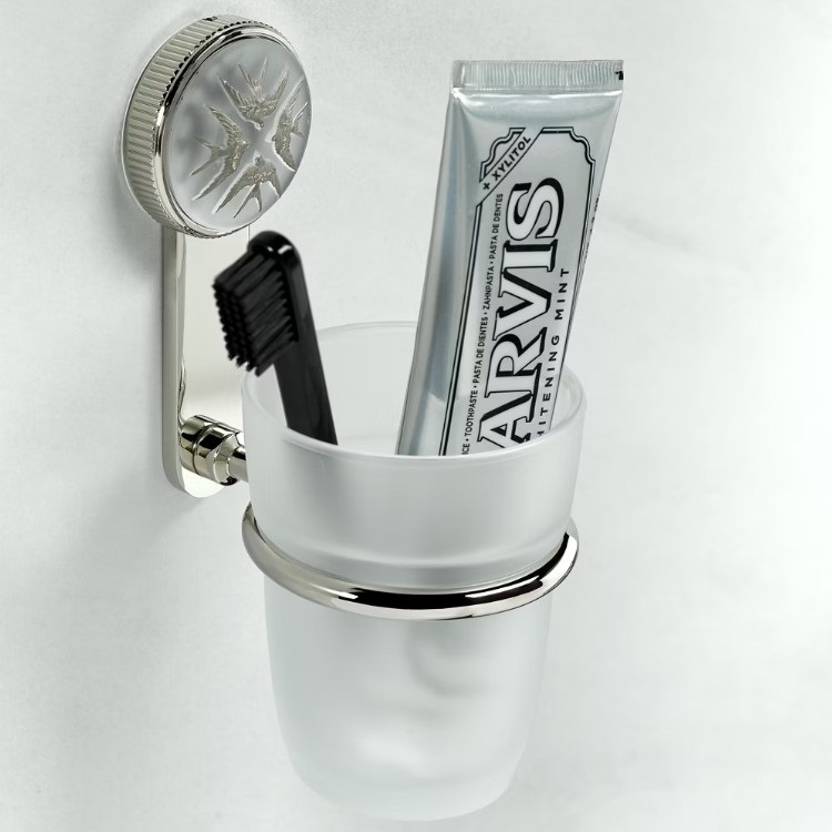 Стакан стеклянный подвесной THG Hirondelles Platinum Stamped A4K-B01-536 (хром, платина)