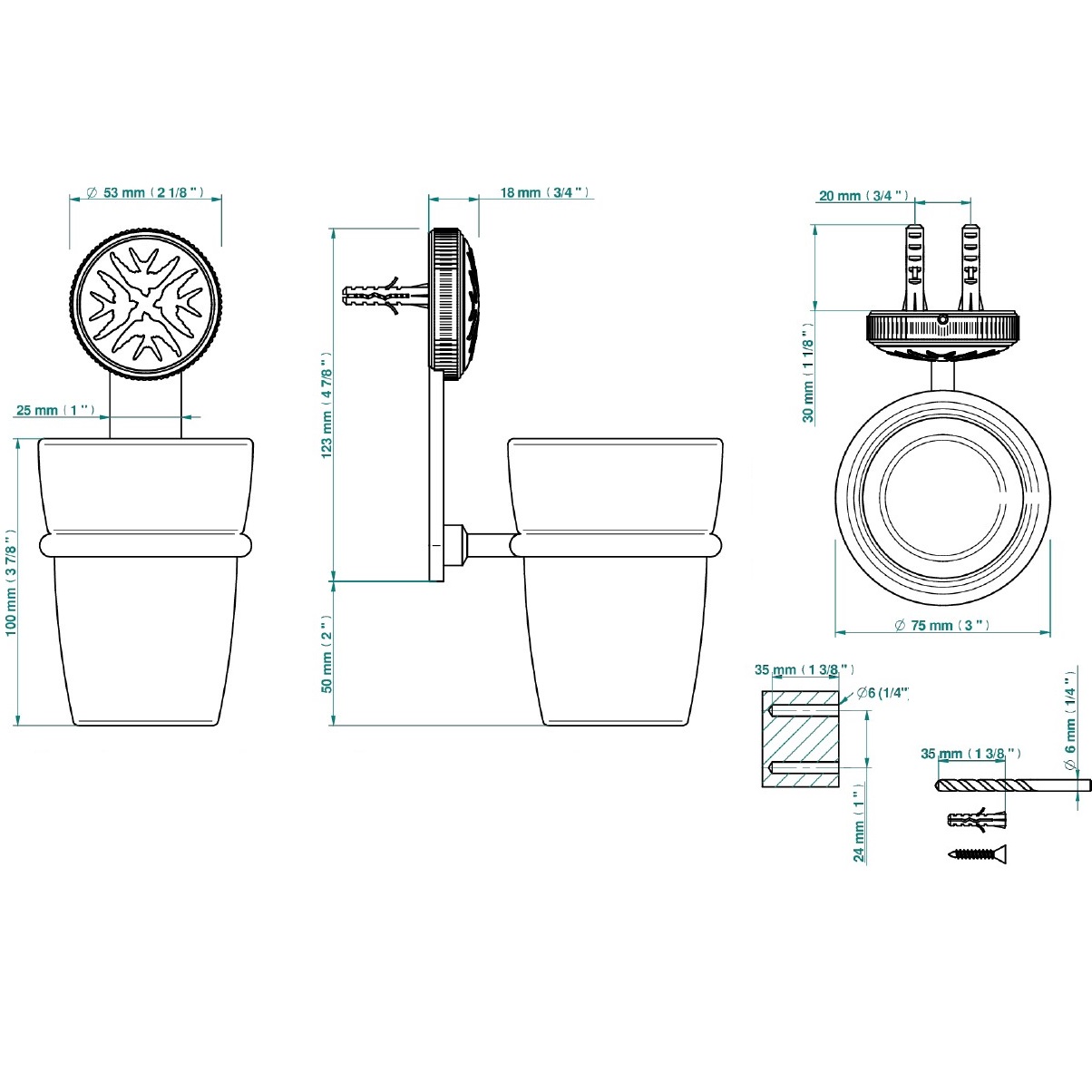 Стакан стеклянный подвесной THG Hirondelles Platinum Stamped A4K-B01-536 (хром, платина)