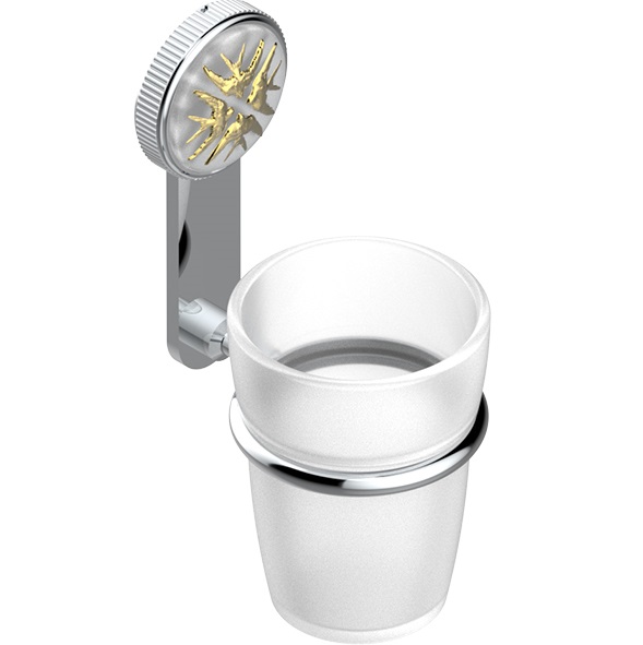 Стакан стеклянный подвесной THG Hirondelles Gold Stamped A4L-A02-536 (хром, золотой)