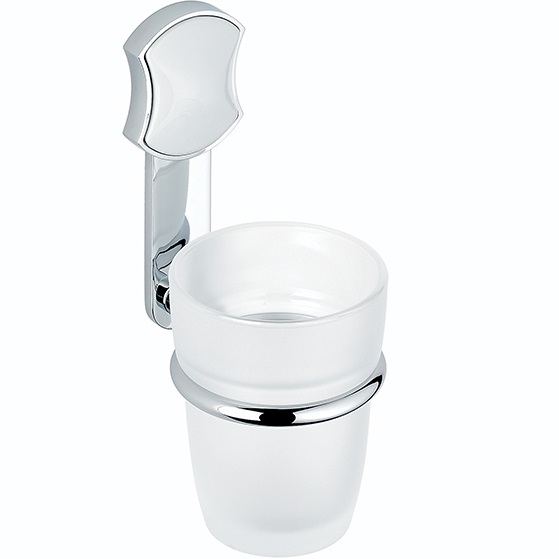 Стакан стеклянный подвесной THG Infini white porcelain U2D-A02-536 (хром, белый)