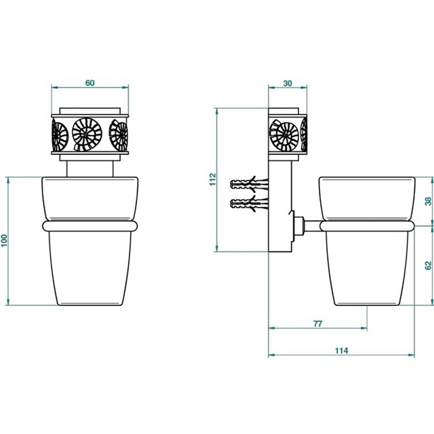 Стакан стеклянный подвесной THG Island U5B-F30-536 (золотой, зеленый)
