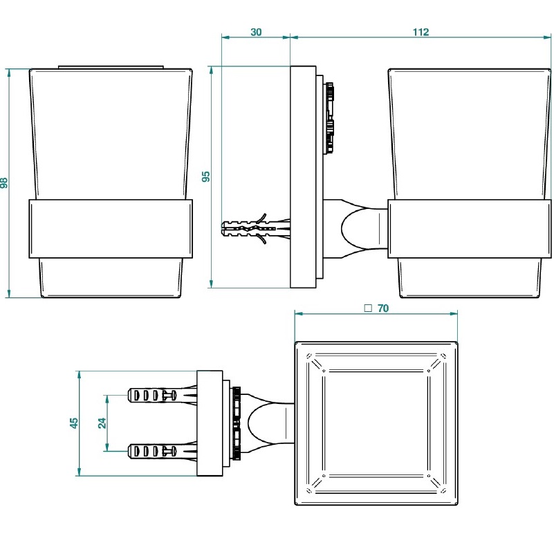 Стакан стеклянный подвесной THG Masque de Femme metal lisse A2U-A02-536 (хром)