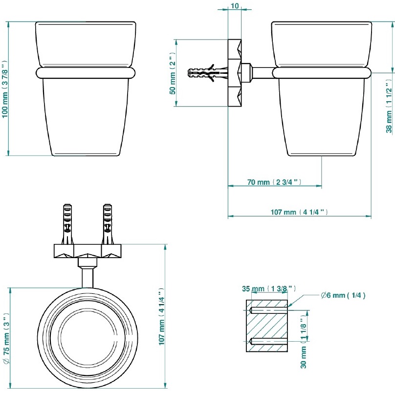 Стакан стеклянный подвесной THG Nihal Porcelaine Ivoire U2N-F30-536 (золотой)