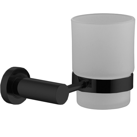 Стакан стеклянный с держателем подвесной Fima Carlo Frattini Rotola F6003/1NS (черный матовый)