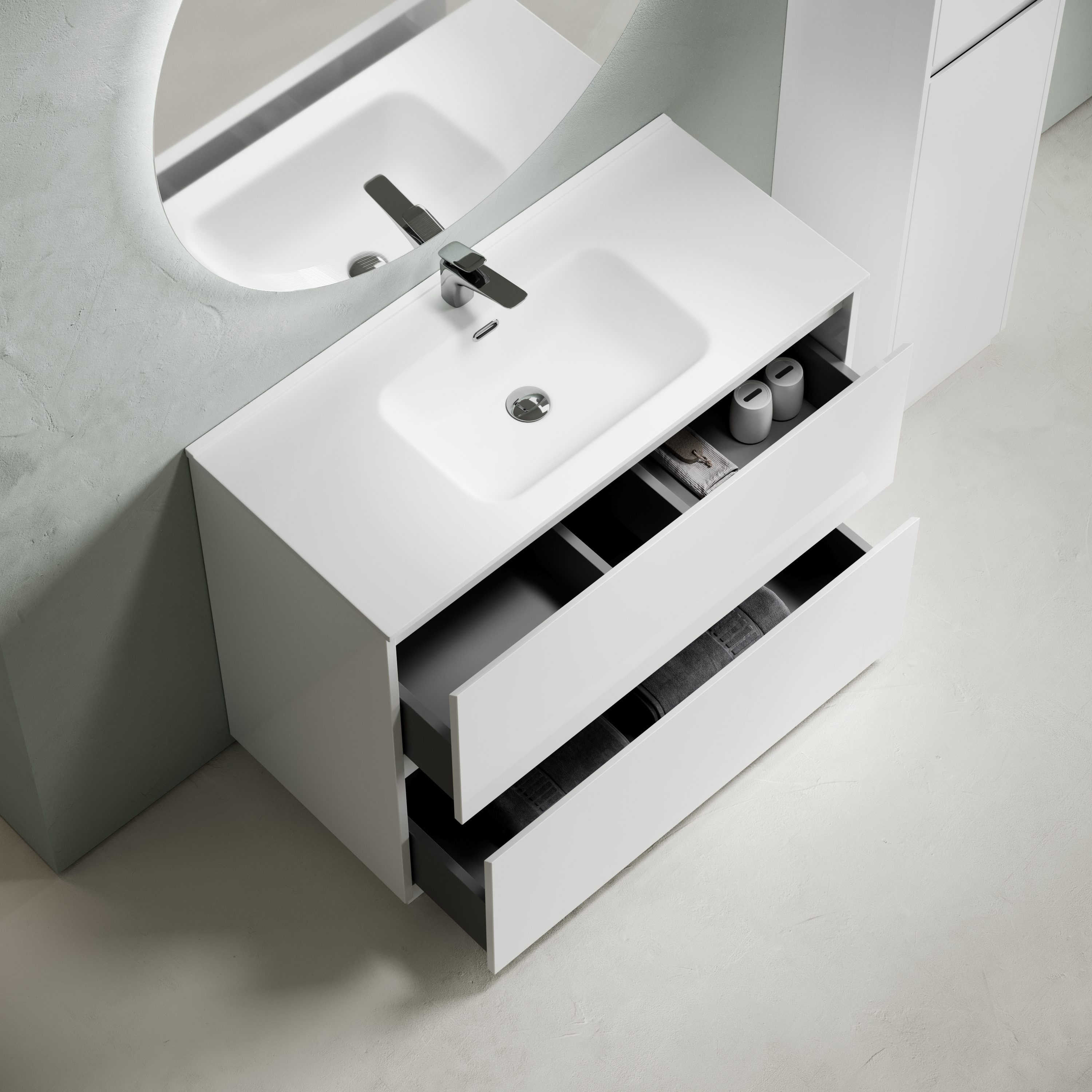 Тумба напольная Sancos Либра напольная (Libra Floor) LB100FW 99х45х84 (белый глянцевый)