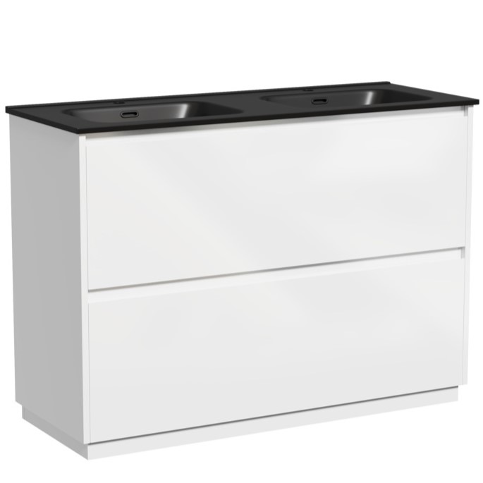 Тумба напольная Sancos Либра напольная (Libra Floor) LB120F-2W 119х45х84 (белый глянцевый), для двойной раковины