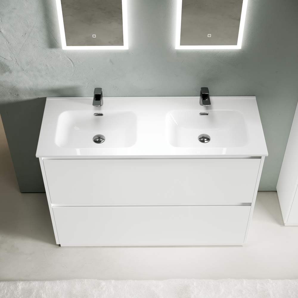 Тумба напольная Sancos Либра напольная (Libra Floor) LB120F-2W 119х45х84 (белый глянцевый), для двойной раковины