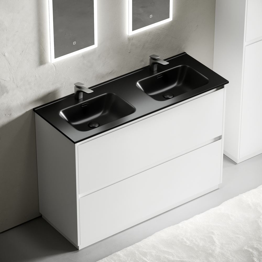 Тумба напольная Sancos Либра напольная (Libra Floor) LB120F-2W 119х45х84 (белый глянцевый), для двойной раковины