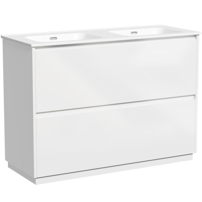 Тумба напольная Sancos Либра напольная (Libra Floor) LB120F-2W 119х45х84 (белый глянцевый), для двойной раковины