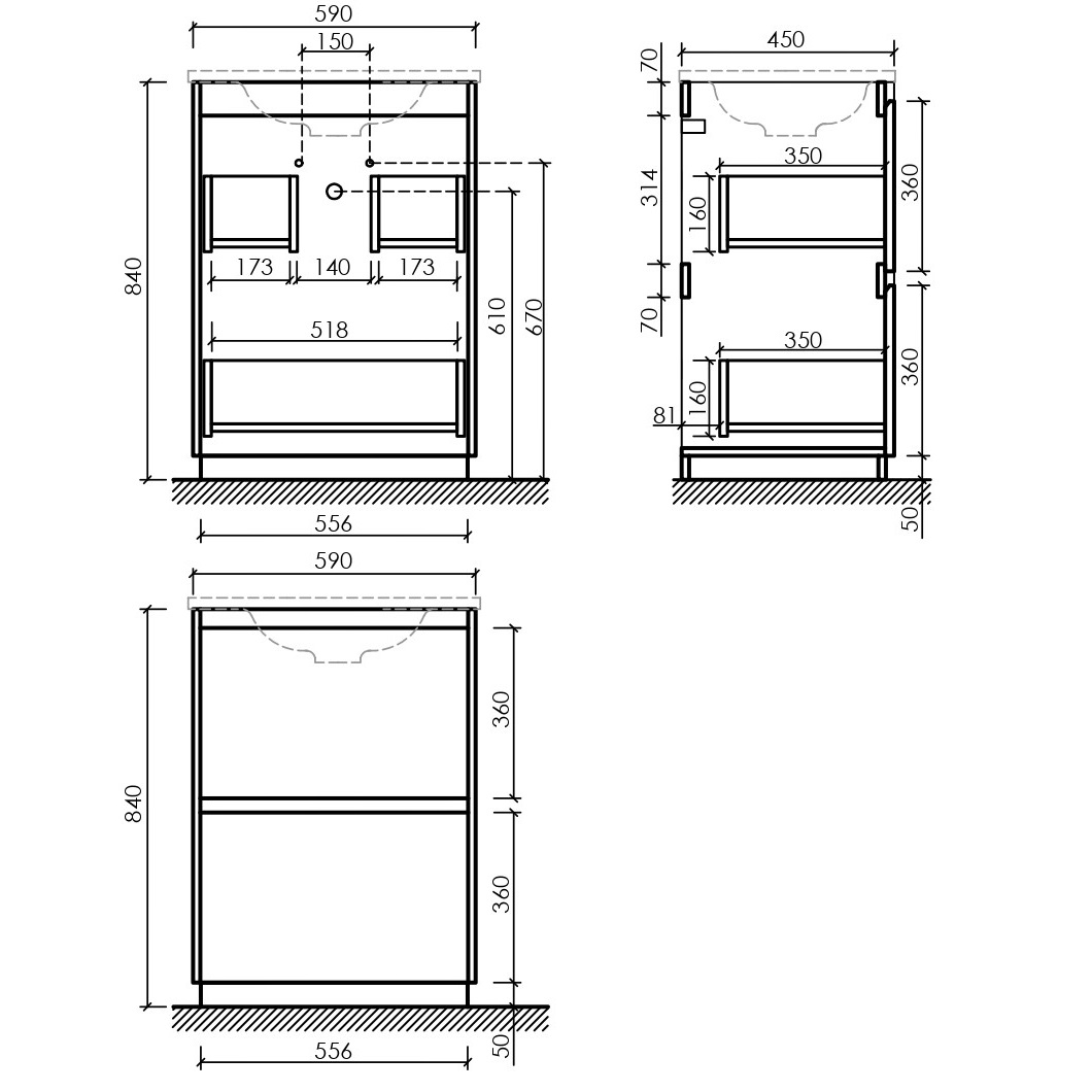 Тумба напольная Sancos Либра напольная (Libra Floor) LB60FECH 59х45х84 (дуб чарльстон)