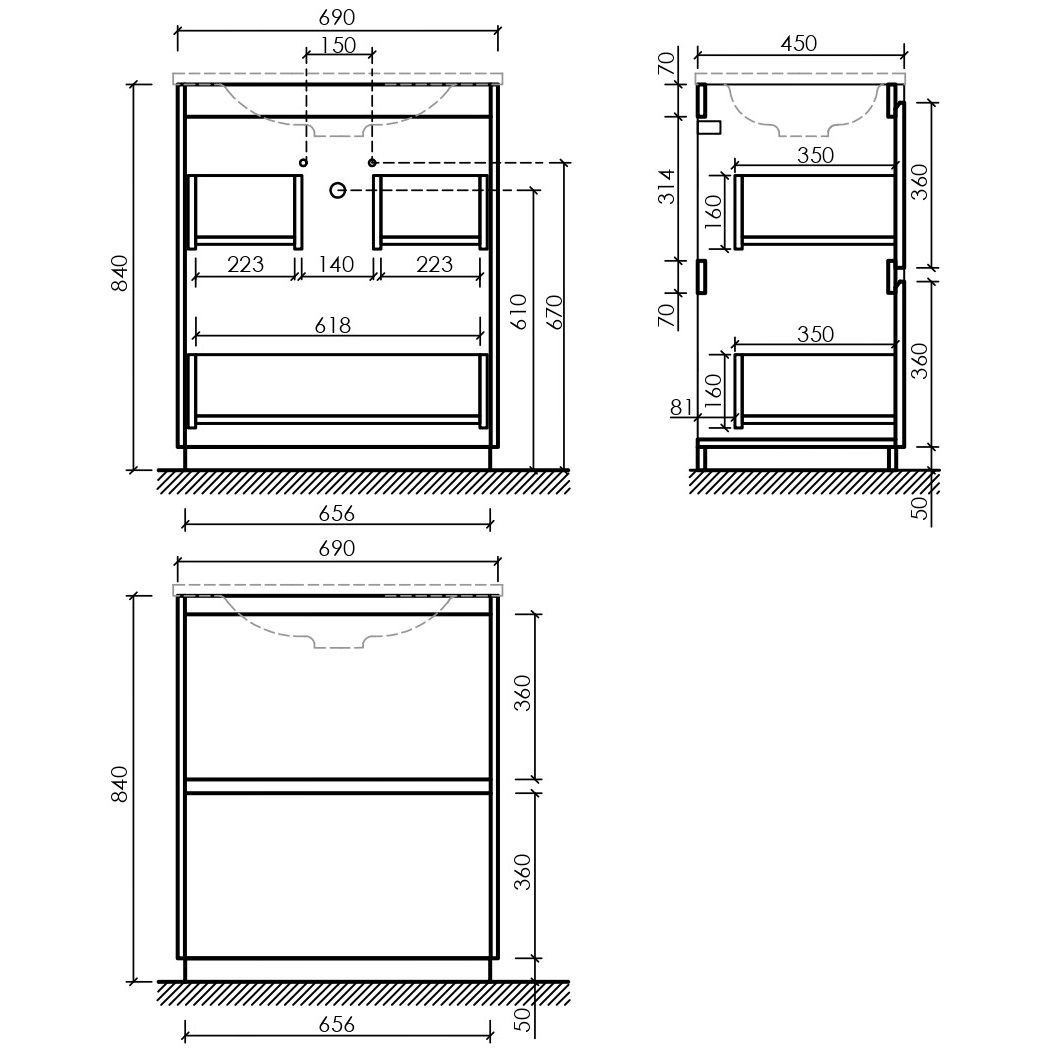 Тумба напольная Sancos Либра напольная (Libra Floor) LB70FW 69х45х84 (белый глянцевый)