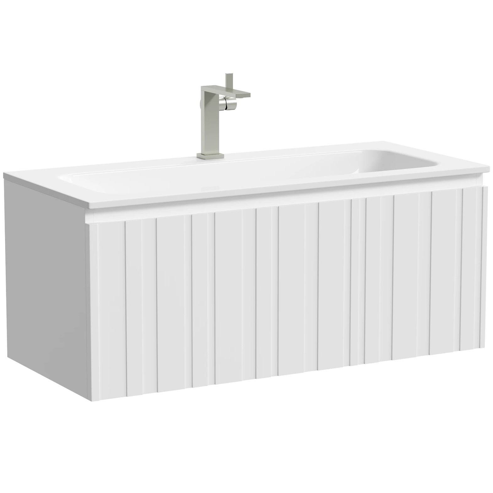 Тумба подвесная Sancos Ламель LM100W 99х44.5х40.6 (белый), с одним ящиком