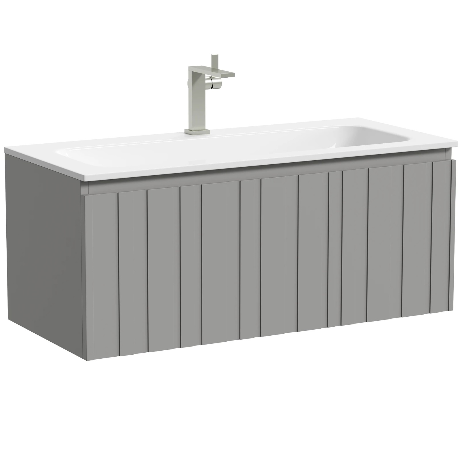 Тумба подвесная Sancos Ламель LM100WG 99х44.5х40.6 (теплый серый), с одним ящиком