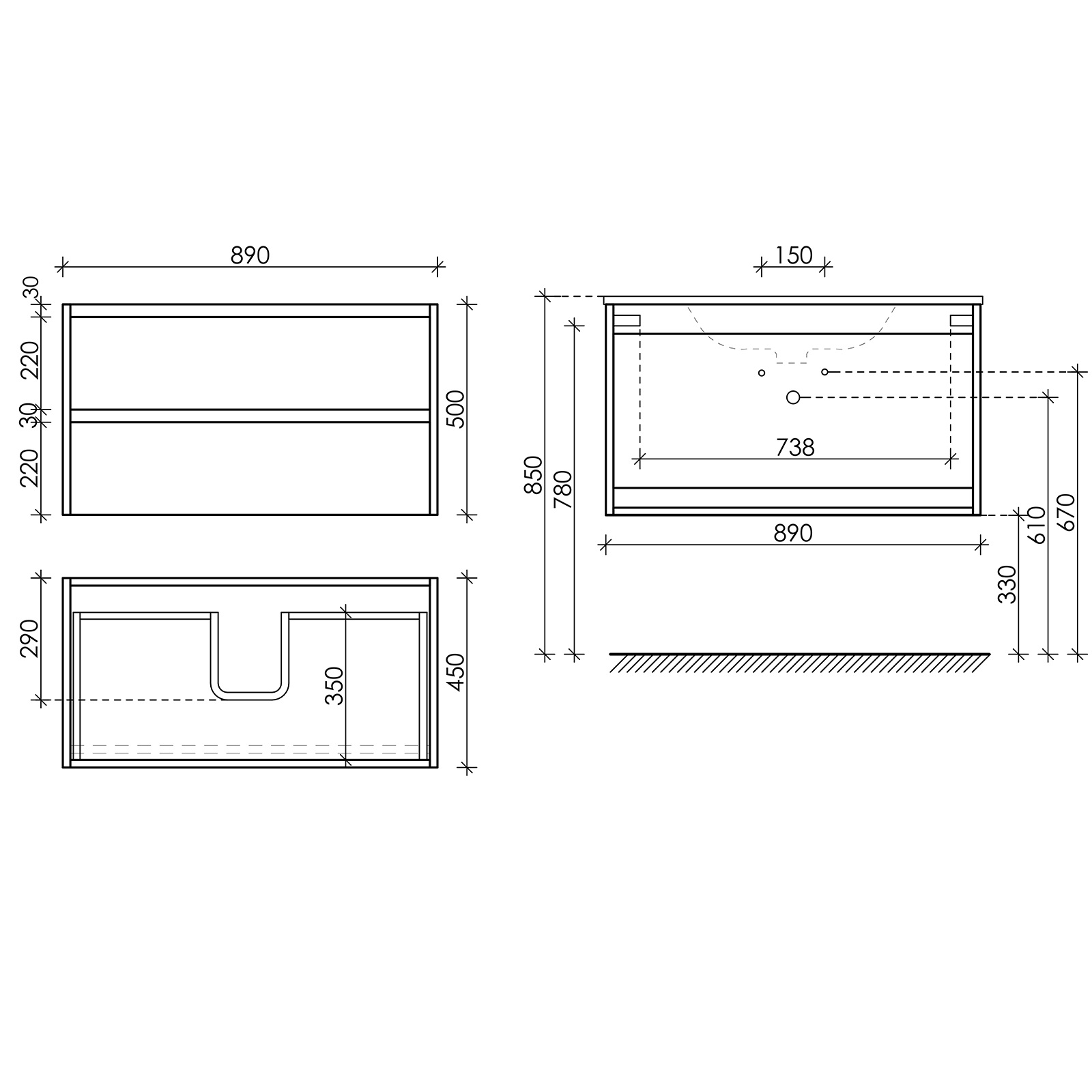 Тумба подвесная Sancos Libra LB90W 89х45х50 (Белый), глянец