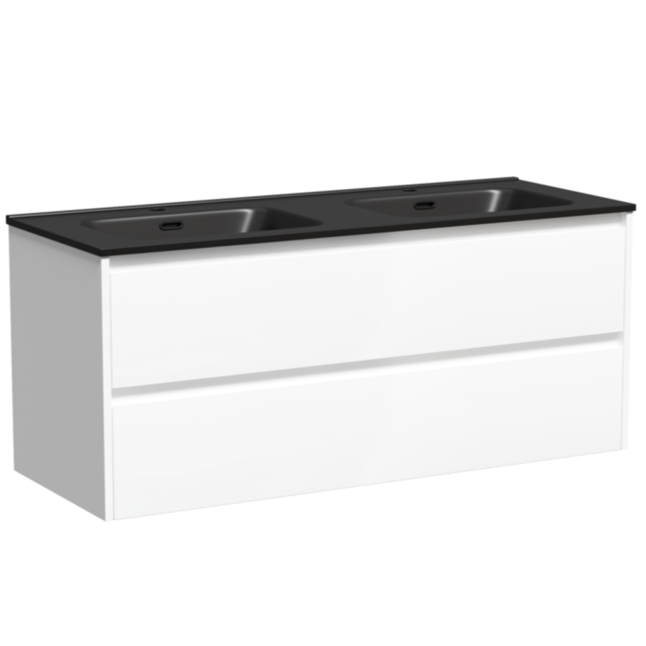 Тумба подвесная Sancos Либра (Libra) LB120-2W 119х45х50 (белый глянцевый), для двойной раковины