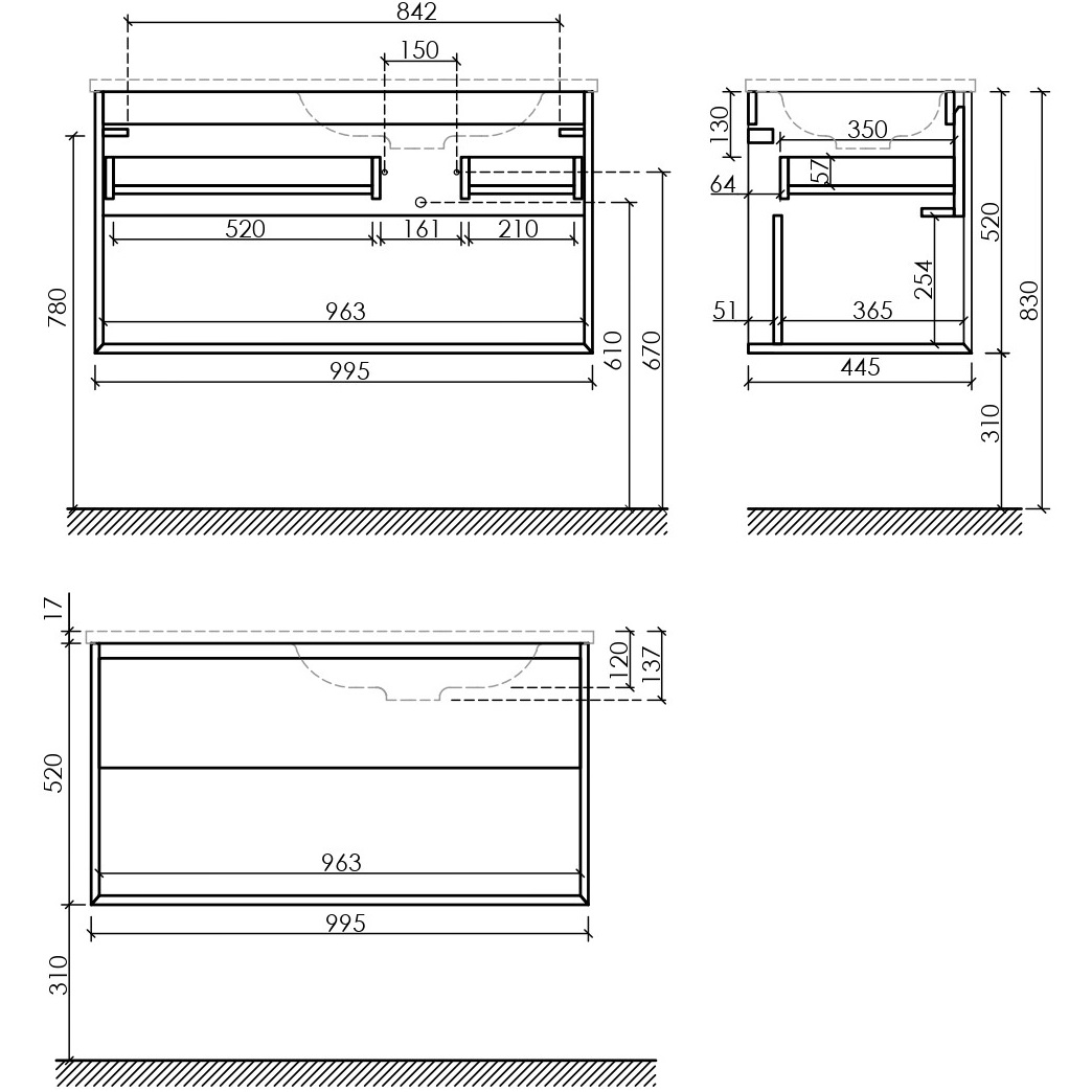 Тумба подвесная Sancos Натура 1.0 (Nature 1.0) MR1.0100REG 99.5x44.5x52 (дуб галифакс), правая