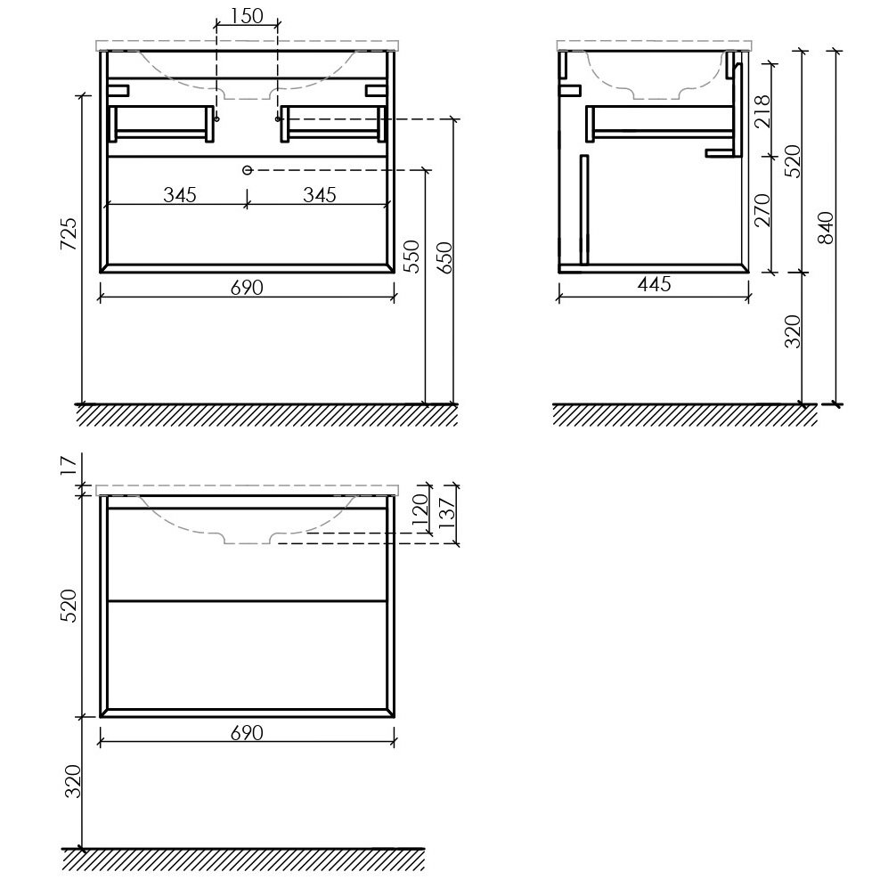 Тумба подвесная Sancos Натура 1.0 (Nature 1.0) MR1.070EG 69x44.5x52 (дуб галифакс)