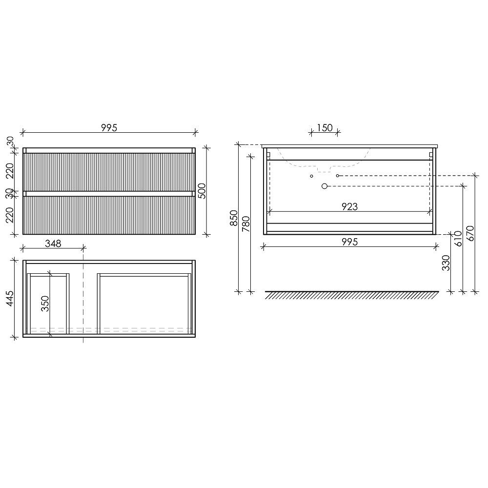 Тумба подвесная Sancos Snob R SNR100LW 99.5х44.5х50 (Bianco), левая