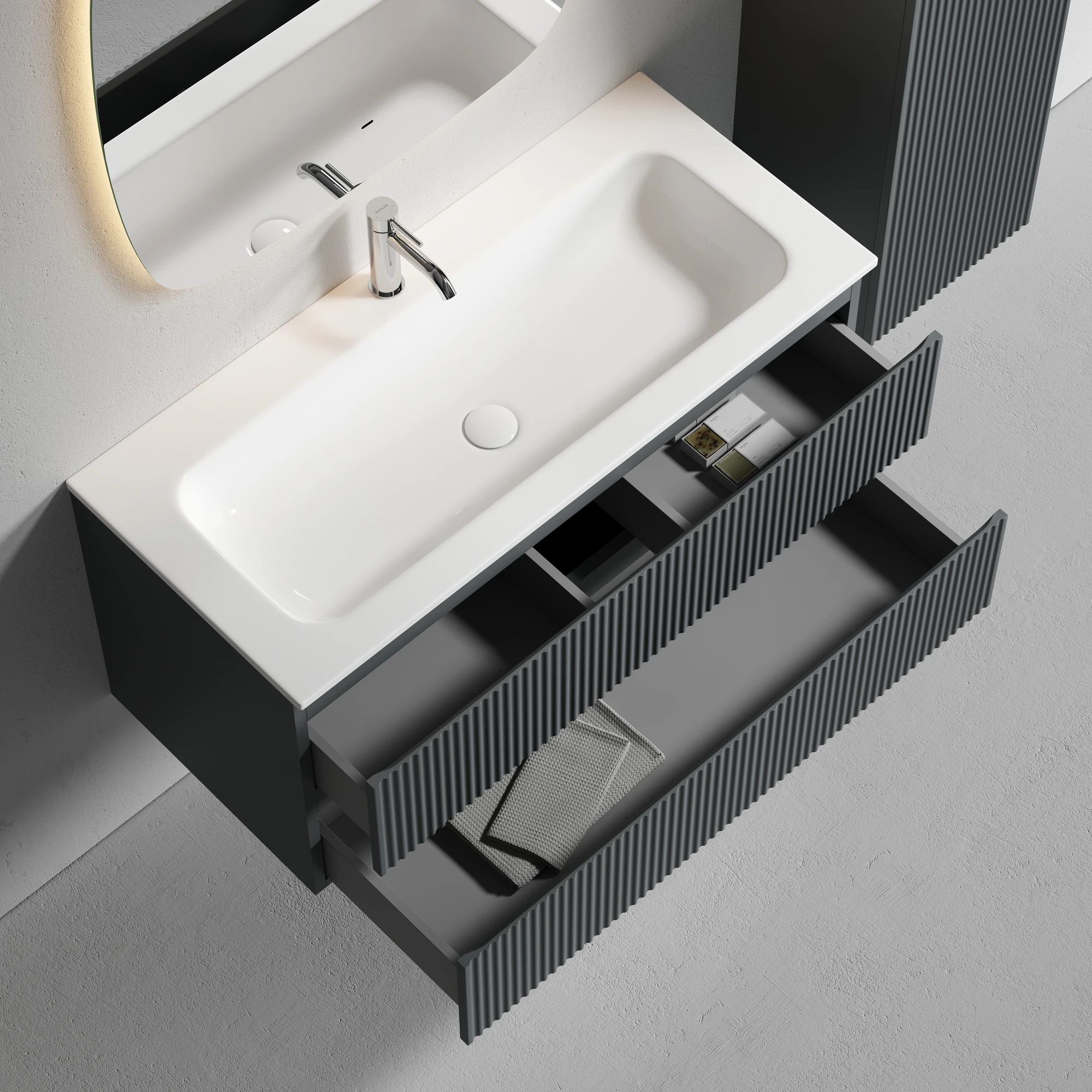 Тумба подвесная Sancos Snob R SNR100MDH 99.5х44.5х50 (темный антрацит матовый)