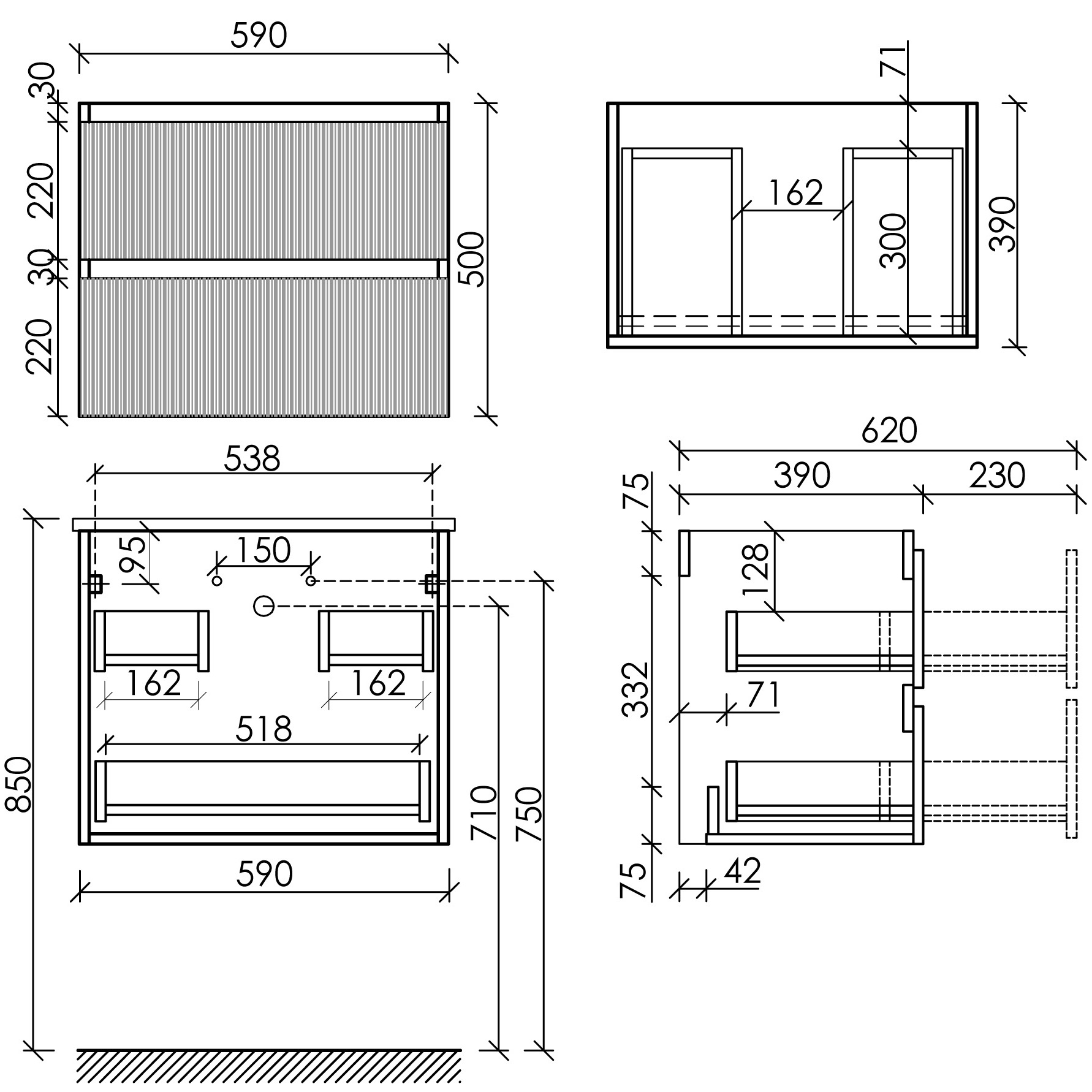 Тумба подвесная Sancos Snob R SNR60/39W 59х39х50 (белый матовый)