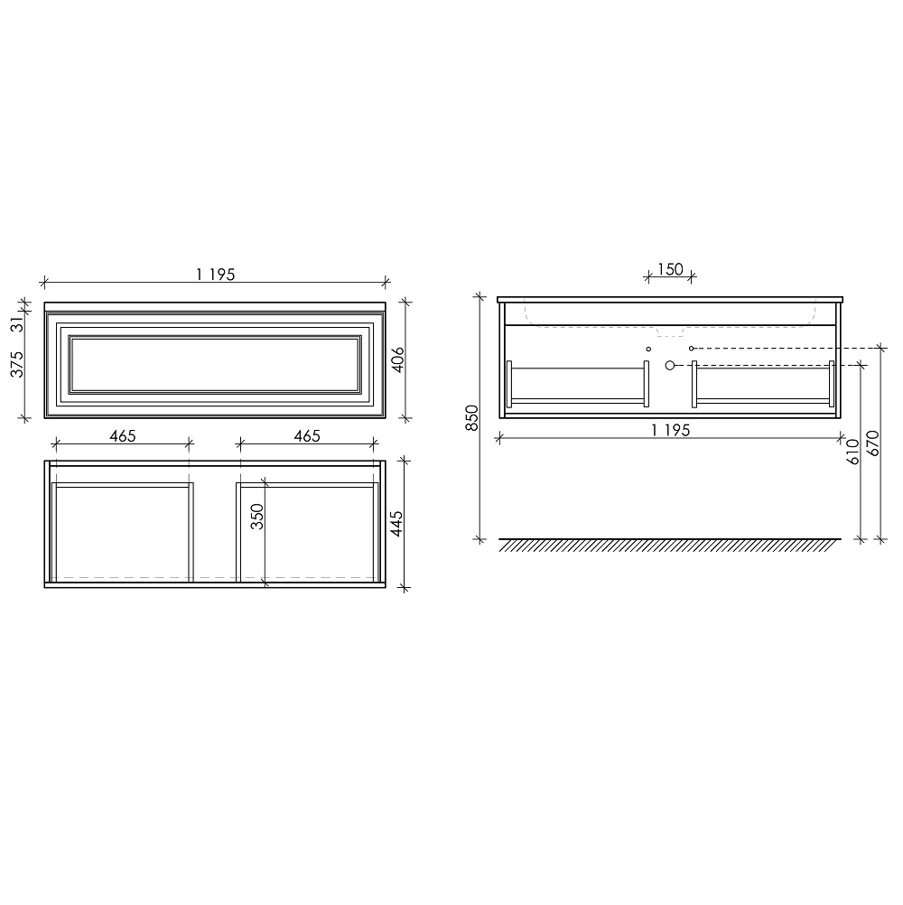 Тумба подвесная Sancos Very VR120SM 119.5х44.5х40.6 (Doha Soft)