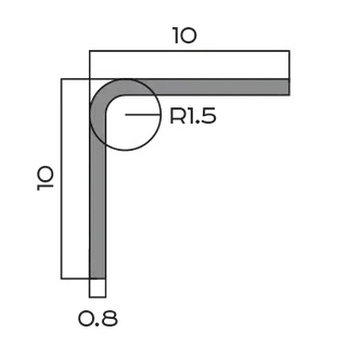 Угол 10x10 мм нержавеющая сталь Neexy PVS98-16 (нерж. сталь песок матовый), 2.7 м.