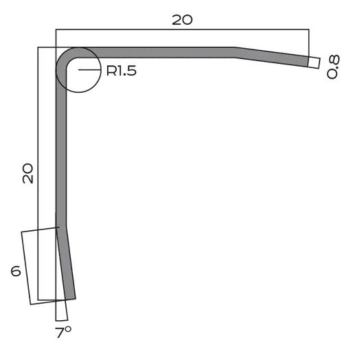 Угол 20x20 мм нержавеющая сталь Neexy PVS100-18 (нерж. сталь черный браш блестящий), 2.7 м.