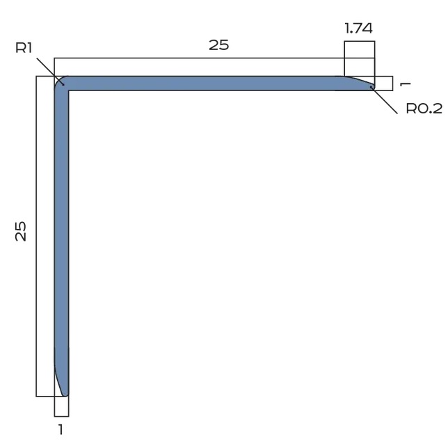 Угол 25x25 мм алюминий Neexy PV64-02 (серебро матовое), 2.7 м.