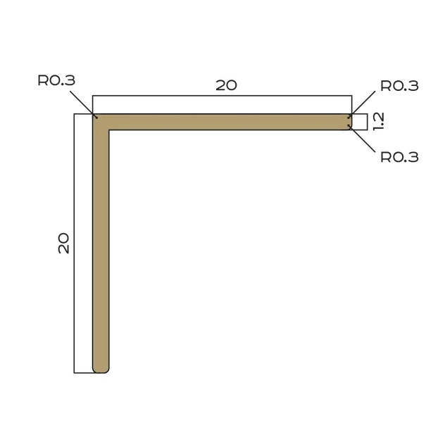 Угол латунь 20x20 мм Neexy PVL74-05 (антик медь светлая), 2.7 м. 