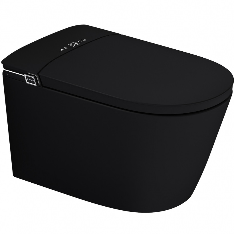 Унитаз-биде подвесной Abber Bequem AC1121SMB 59.5x39x37.5 (черный матовый), электронный