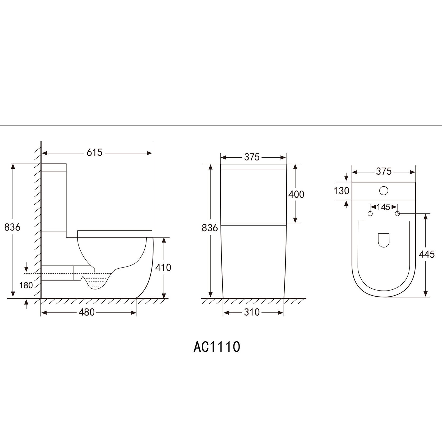 Унитаз компакт Abber Bequem AC1110 61,5x37,5x83,6 (белый), безободковый