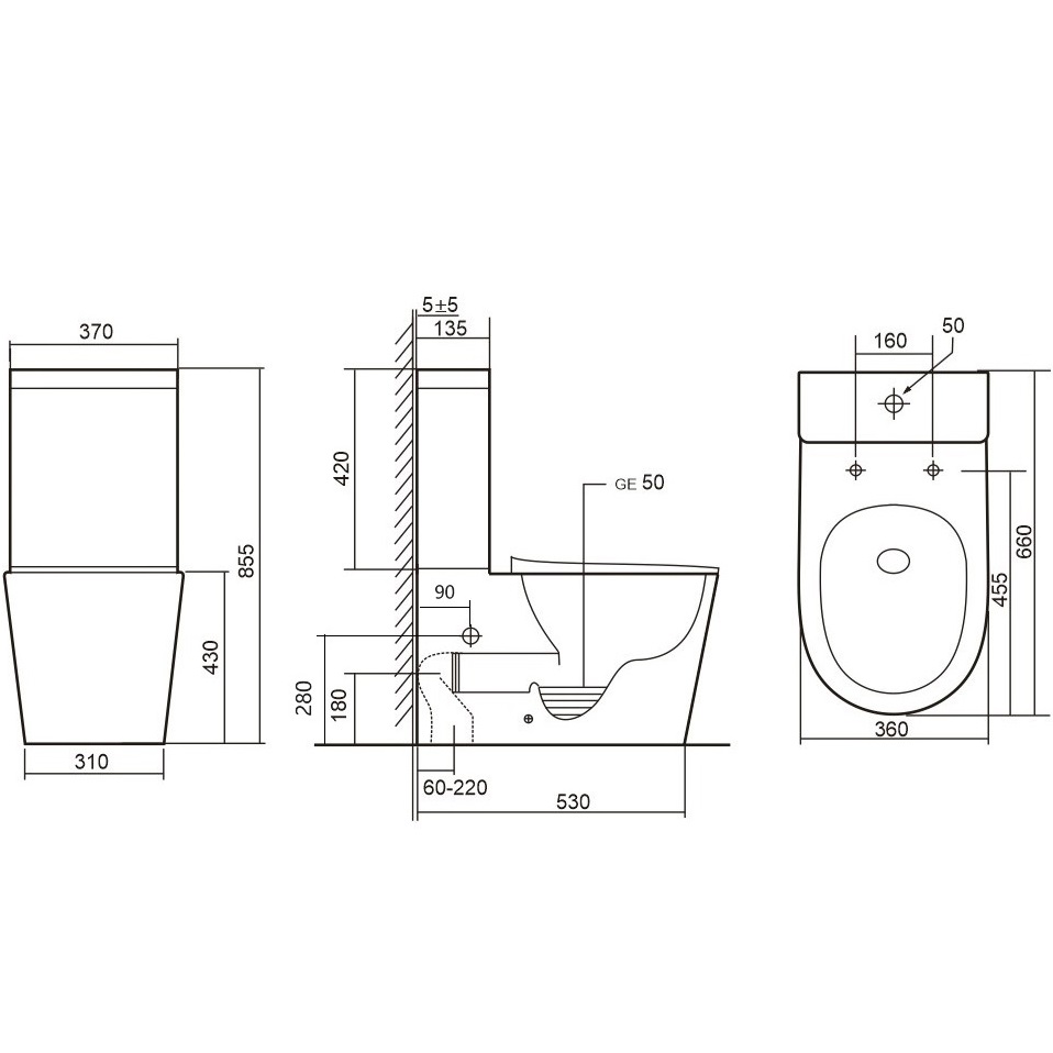 Унитаз компакт Abber Bequem AC1112TMB 66x37x85.5 (черный матовый), безободковый, смыв торнадо