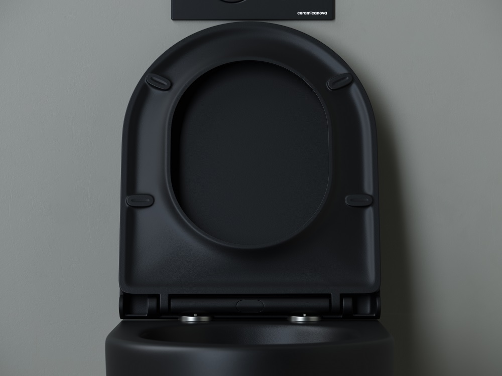 Унитаз напольный приставной Ceramica Nova Metropol CN4004MB 57х36 с сиденьем и креплением (черный матовый)
