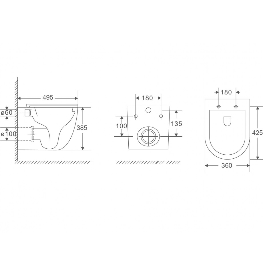 Унитаз подвесной Abber Bequem AC1131TC 49.5x36x38.5 (белый), смыв торнадо