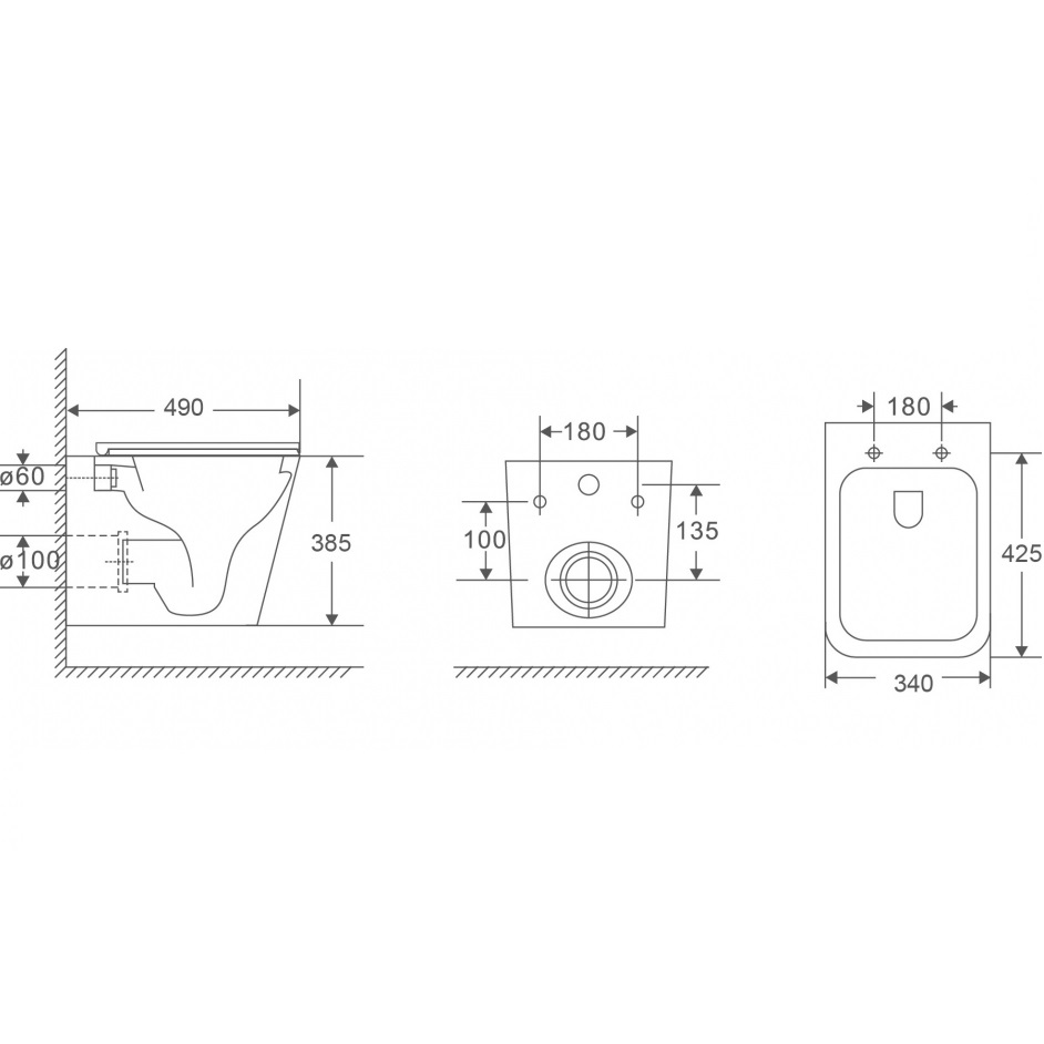 Унитаз подвесной Abber Rechteck AC1219TC 49x34x38.5 (белый), смыв торнадо