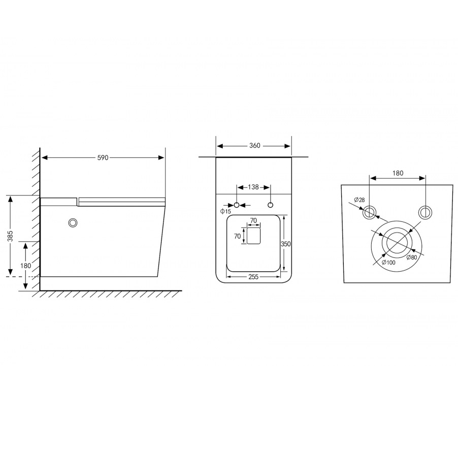 Унитаз подвесной Abber Rechteck AC1202P 59x36x38,5 (белый), с импульсным смывом