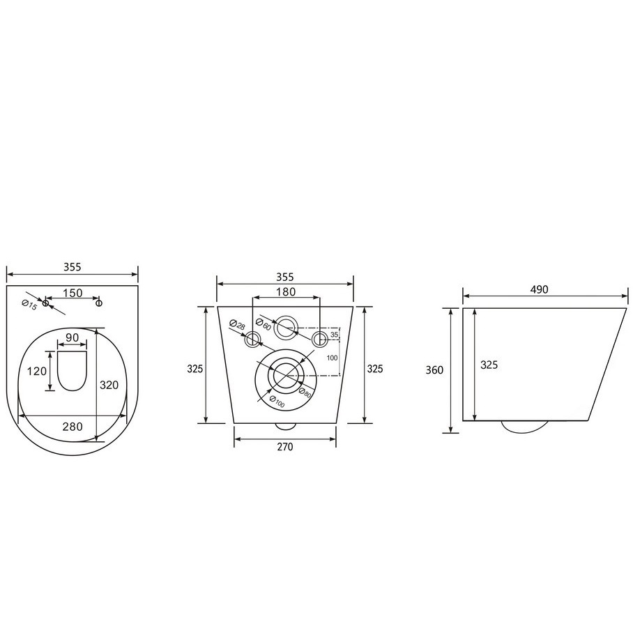 Унитаз подвесной Abber Bequem AC1102MW 49x36x36 (белый матовый), безободковый