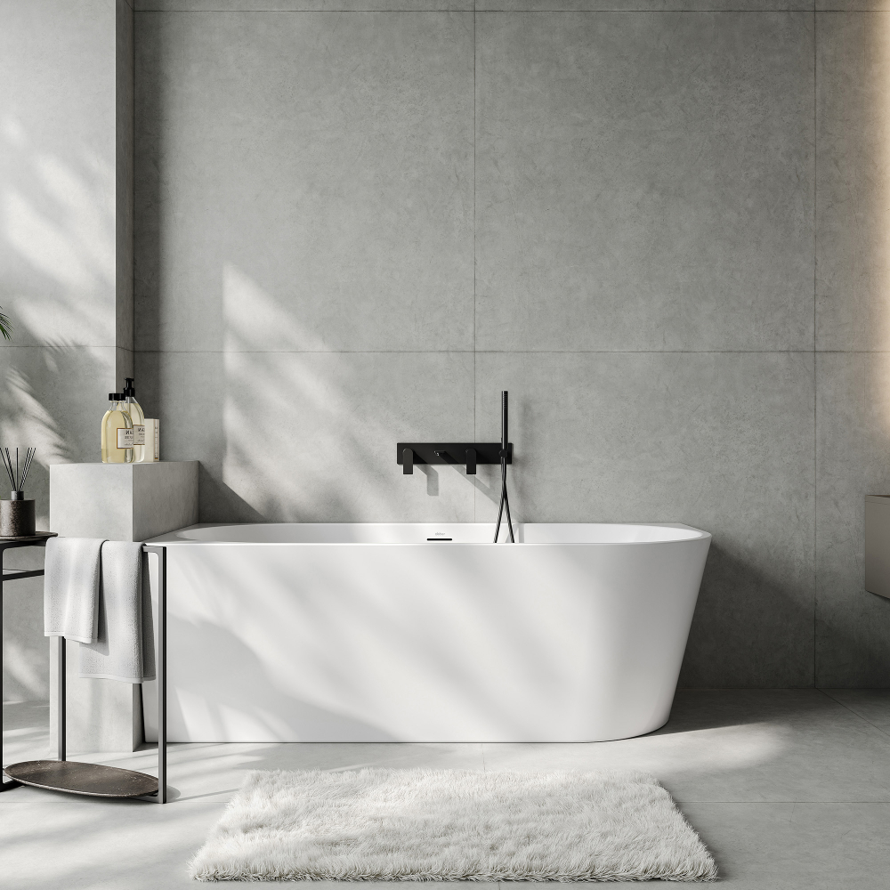 Ванна акриловая, пристенная Abber AB9502-1.8 L 180x80x58 (белый), левая, слив-перелив