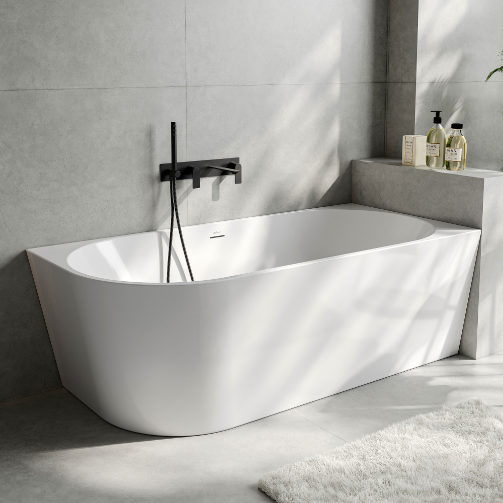 Ванна акриловая, пристенная Abber AB9502-1.8 R 180x80x58 (белый), правая, слив-перелив