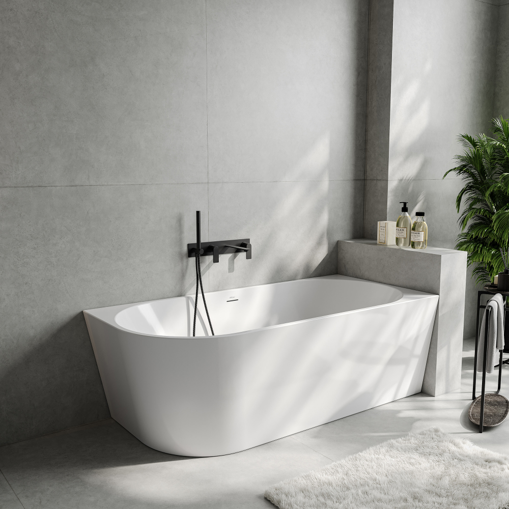 Ванна акриловая, пристенная Abber AB9502-1.8 R 180x80x58 (белый), правая, слив-перелив