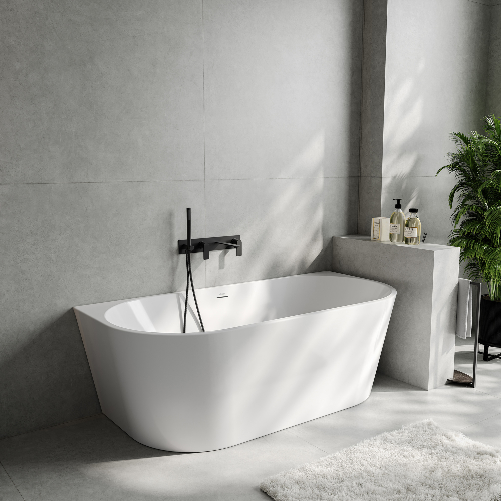 Ванна акриловая, пристенная Abber AB9503-1.4 140x70x58 (белый), слив-перелив