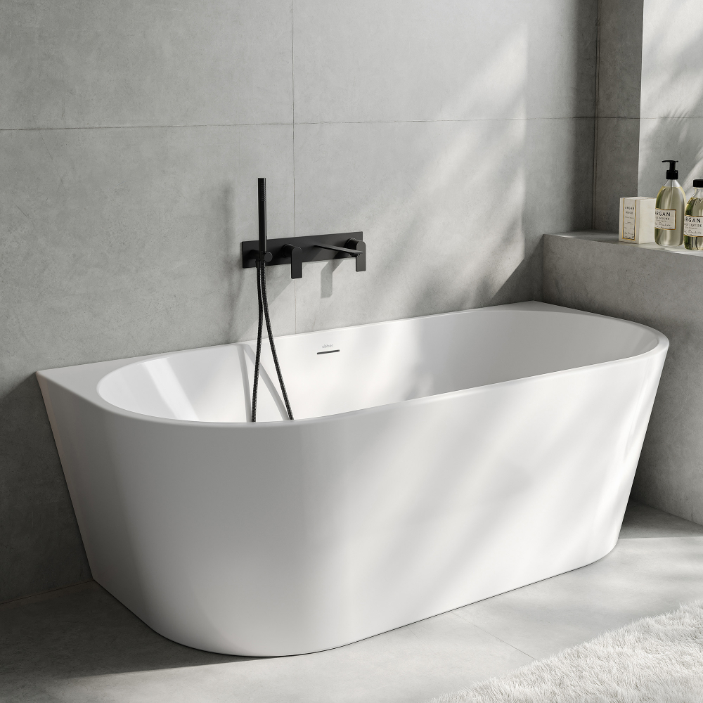 Ванна акриловая, пристенная Abber AB9503-1.8 180x80x58 (белый), слив-перелив