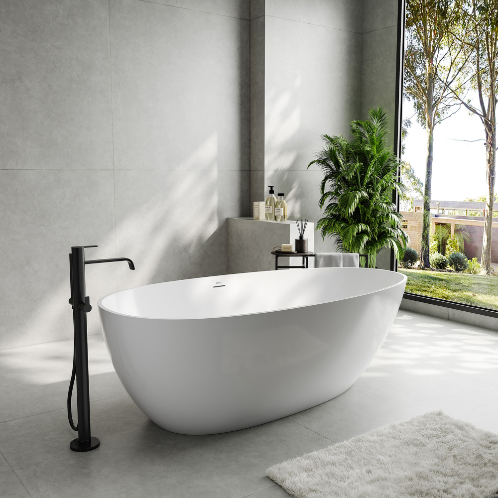 Ванна акриловая отдельностоящая Abber AB9211-1.8 180x90x58 (белый), слив-перелив